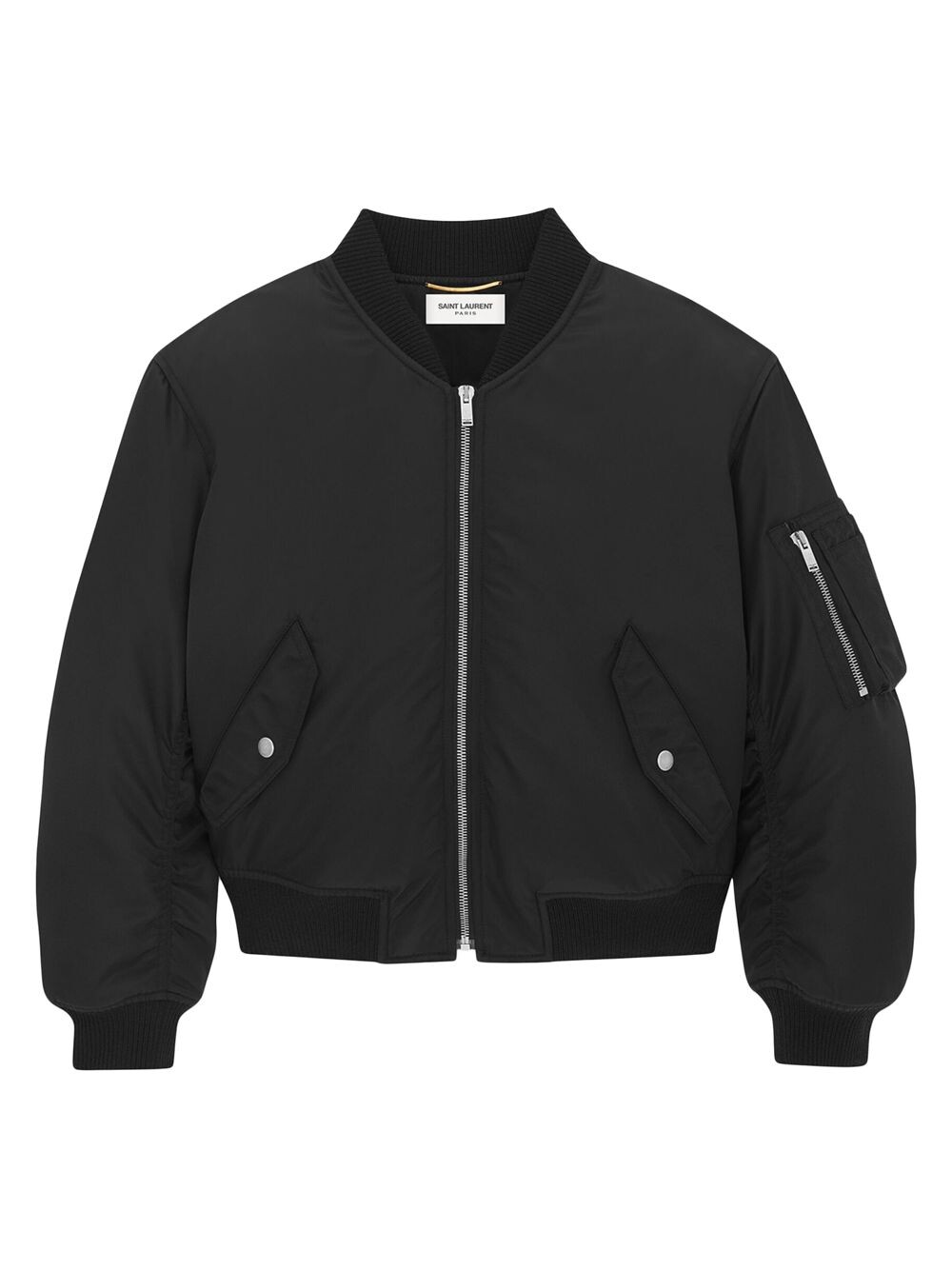 

Укороченный бомбер свободного кроя из нейлона Saint Laurent, Черный
