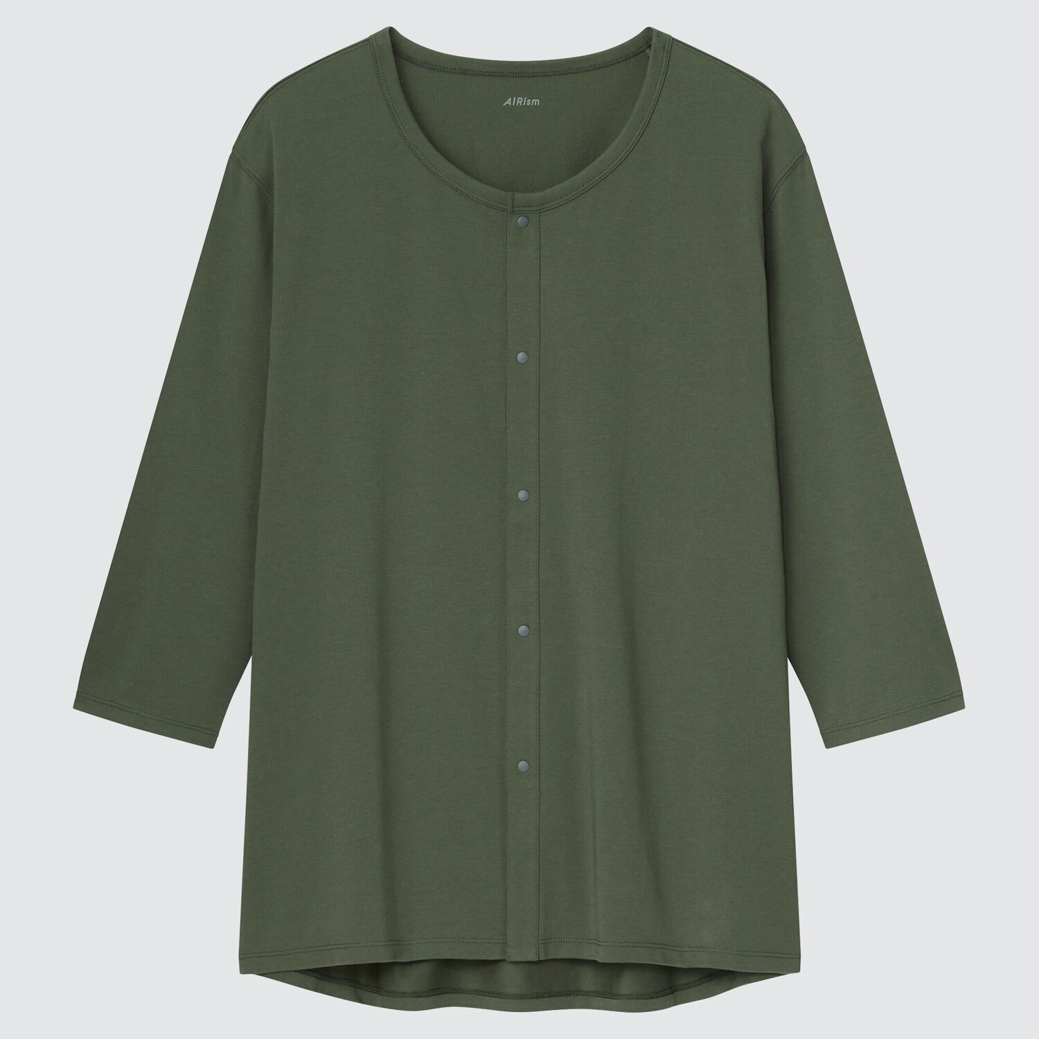 

Футболка Uniqlo AIRism с открытым передом и круглым вырезом, темно-зеленый