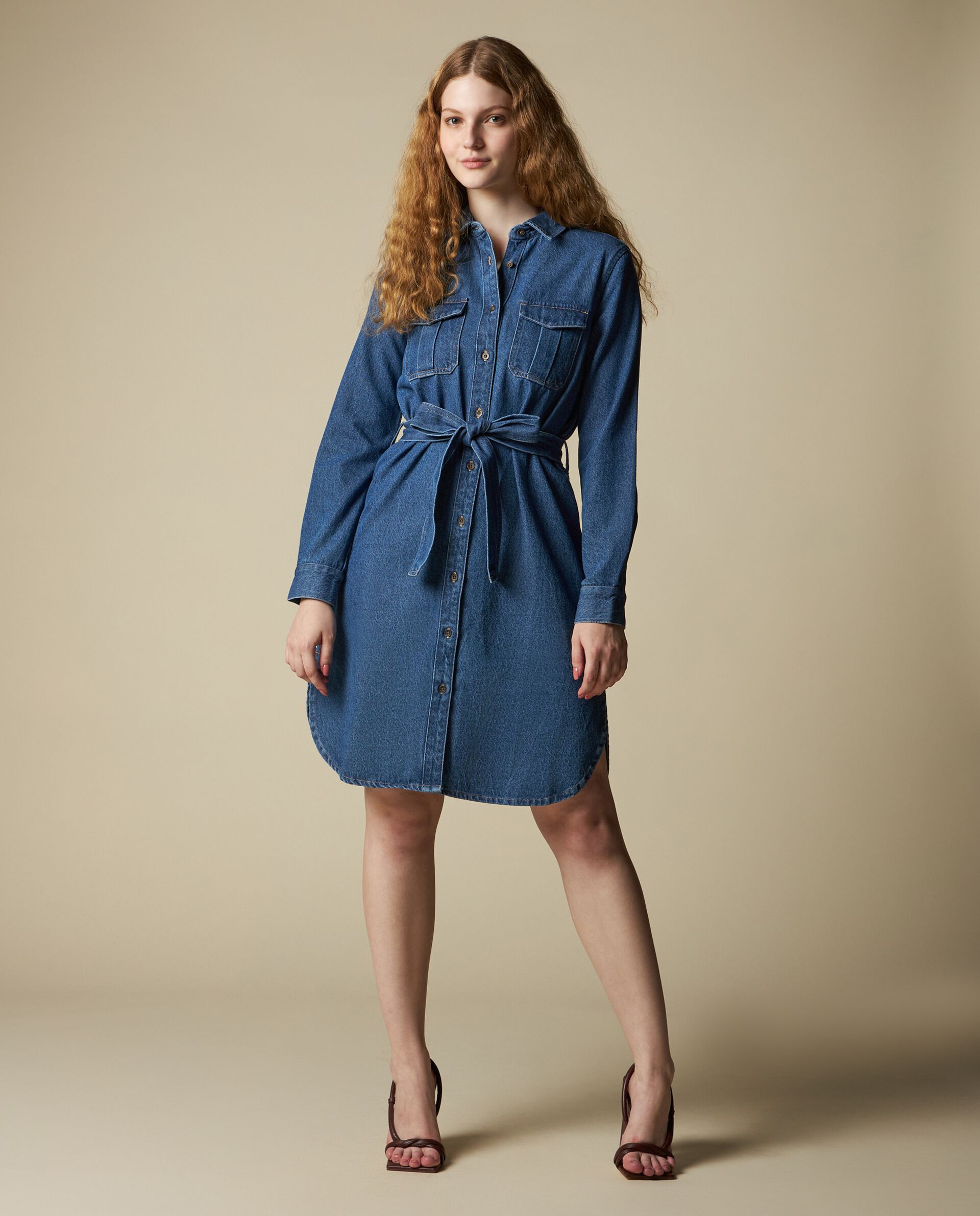 Женское джинсовое платье из чистого хлопка NICE&CHIC, синий