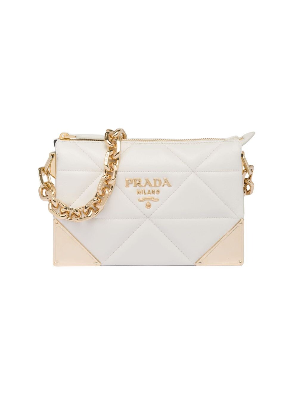 

Сумка через плечо из стеганой кожи наппа Prada, белый
