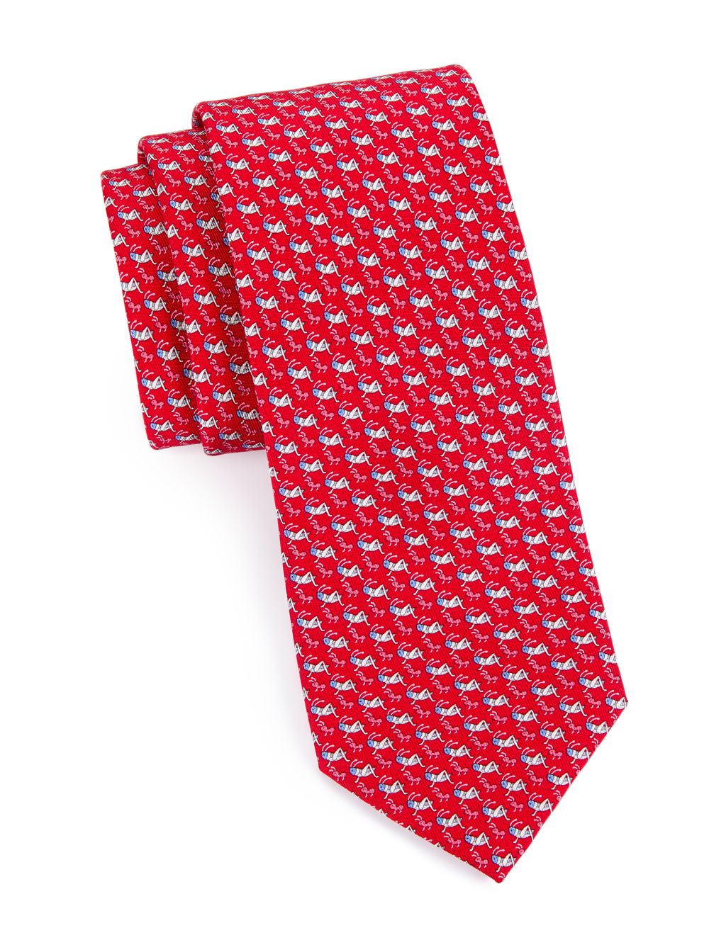 Шелковый галстук с принтом кузнечиков FERRAGAMO, красный