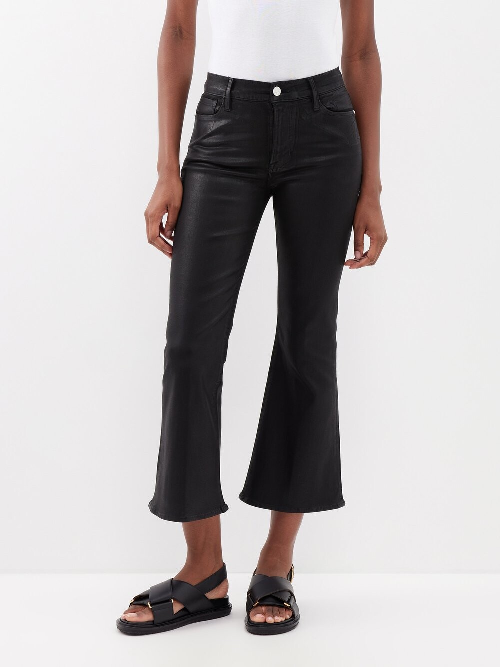 

Джинсы le crop flare из денима с покрытием FRAME, черный