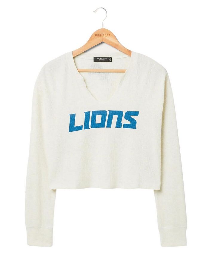 

Одежда для нездоровой пищи, женская укороченная футболка NFL Detroit Lions Sunday, термобелье Junk Food Clothing, коричневый/бежевый