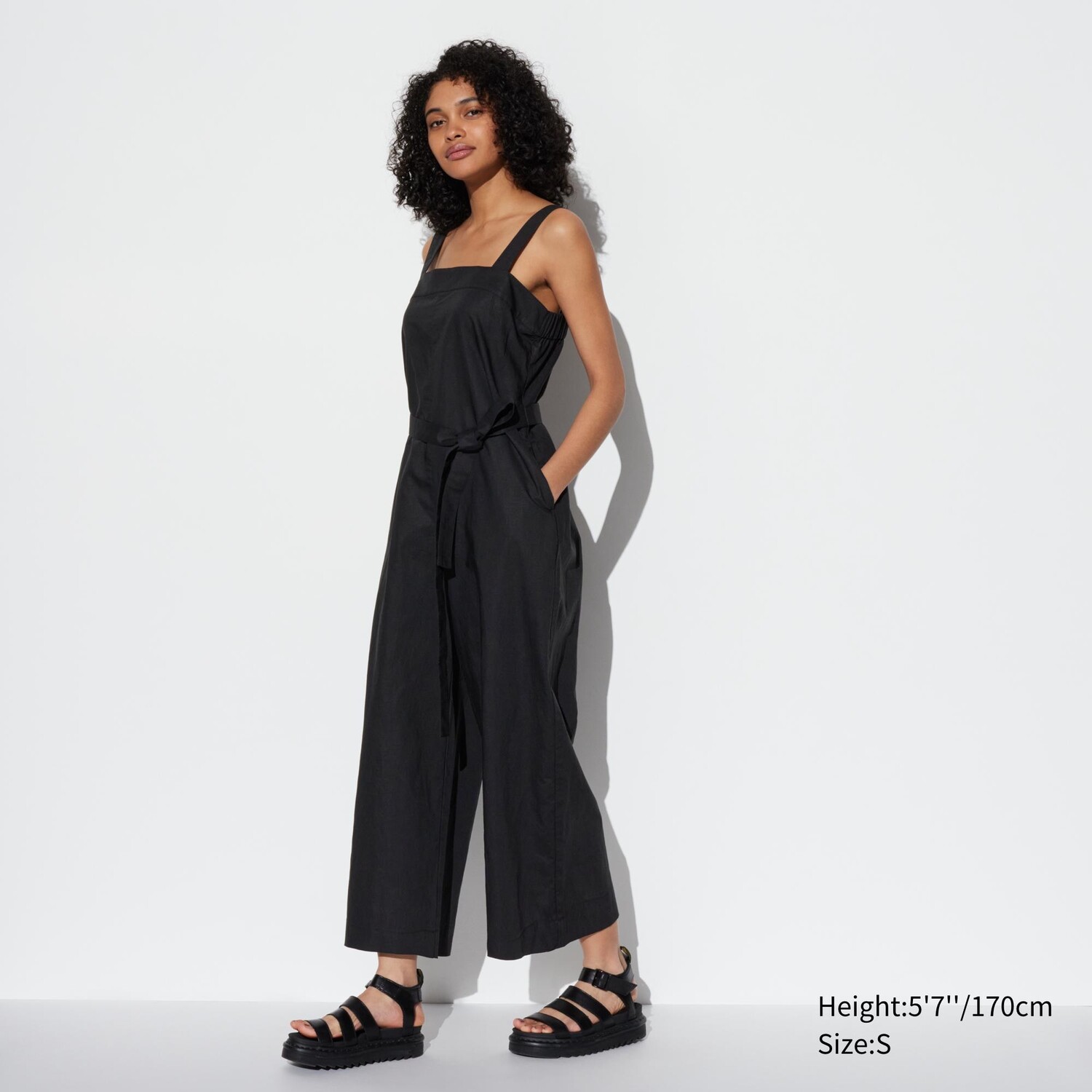 

Льняной комбинезон UNIQLO, черный