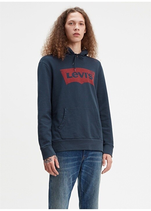 

Синяя мужская толстовка с воротником с капюшоном Levis, Синий