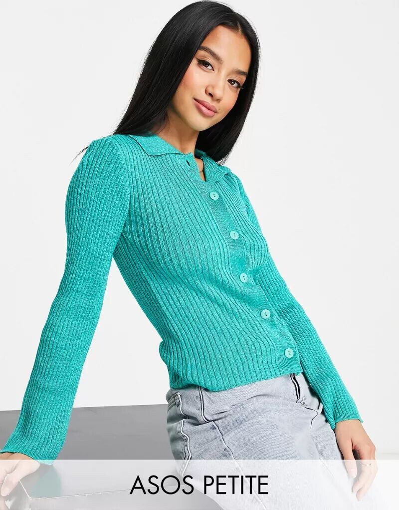 

Зеленый джемпер с воротником ASOS DESIGN Petite