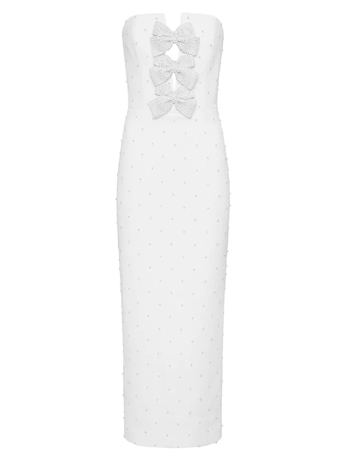 Свадебное платье миди из крепа с украшением Ophelia Rebecca Vallance, белый купальник rebecca размер 38 белый коричневый