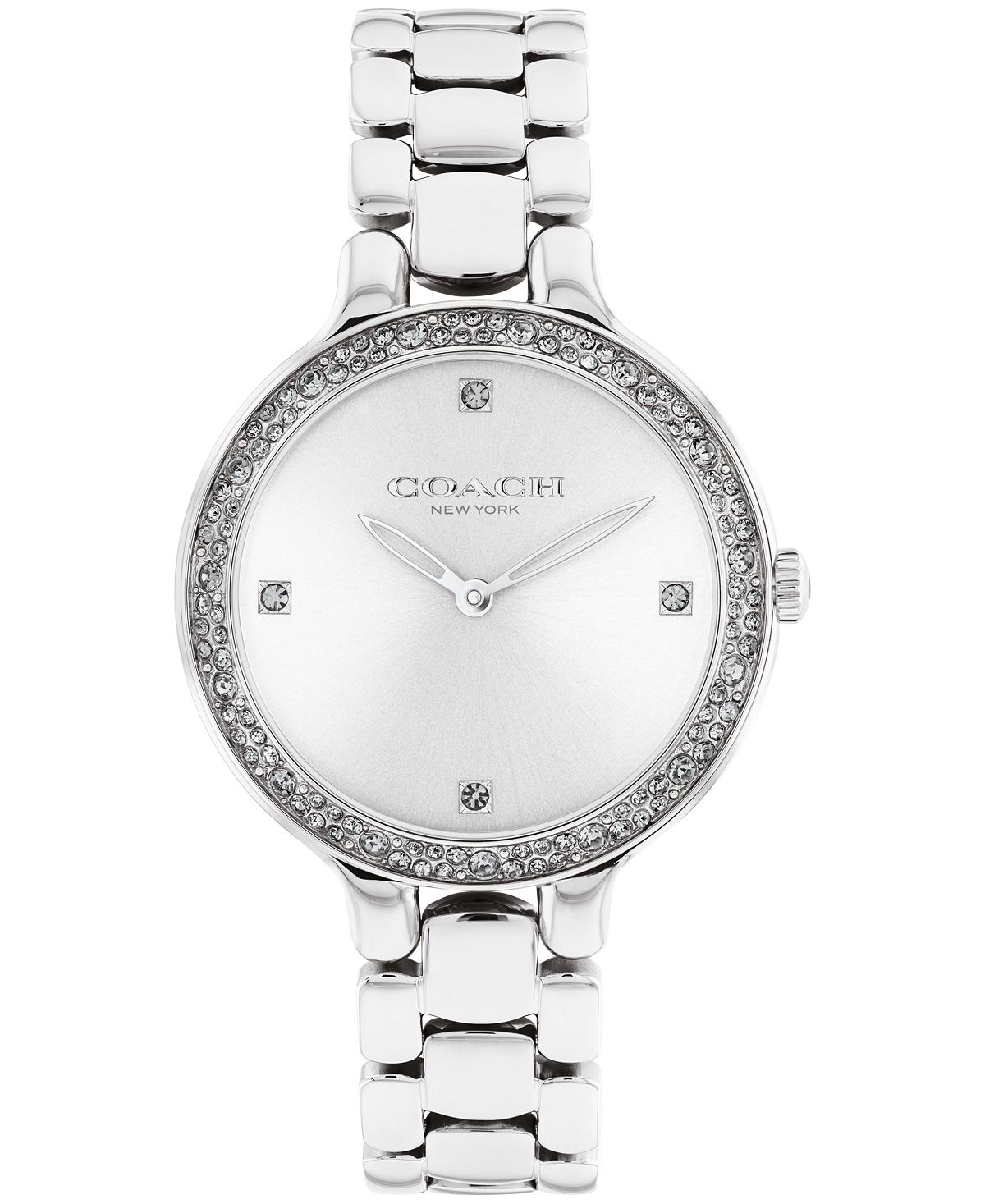 цена Женские кварцевые часы Челси с браслетом из нержавеющей стали серебристого цвета, 32 мм COACH