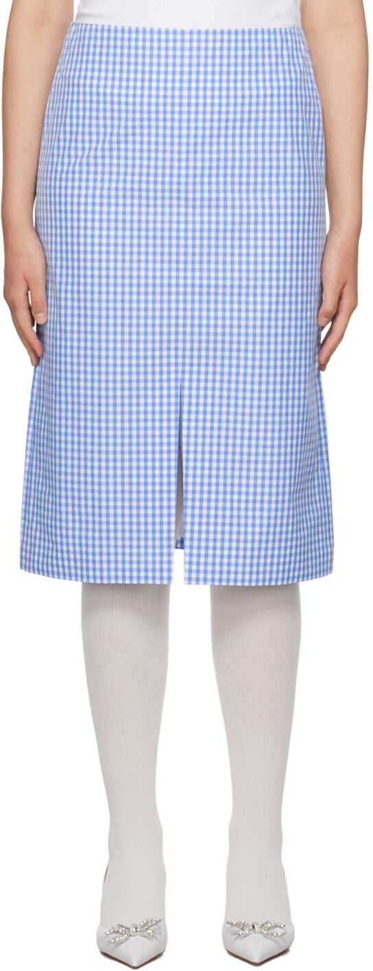 

Shushu/Tong Blue Check Midi Skirt