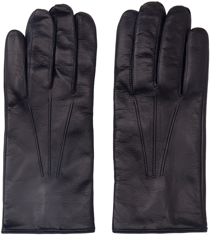 Темно-синие перчатки Paul Smith с фирменными полосками комплект из семи боксеров с фирменными полосками paul smith