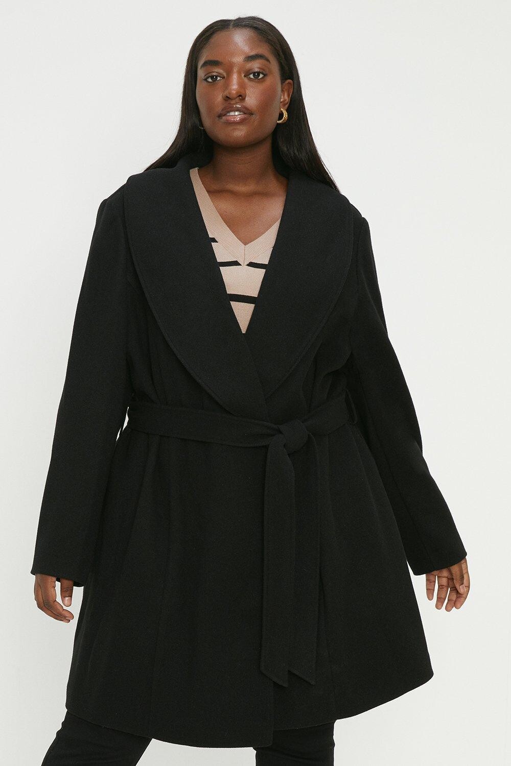 

Короткое пальто с запахом Curve Dorothy Perkins, черный
