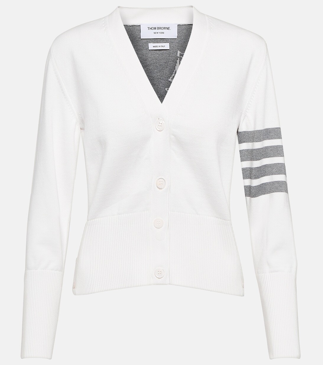 

Жаккардовый кардиган из хлопка THOM BROWNE, белый