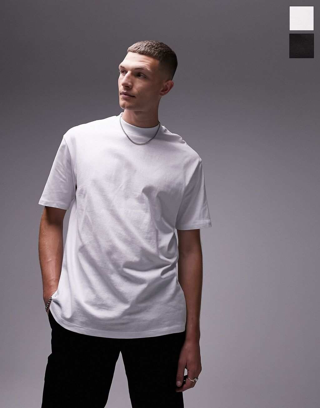 

Комплект из 2 футболок оверсайз белого и черного цветов Topman, Черный