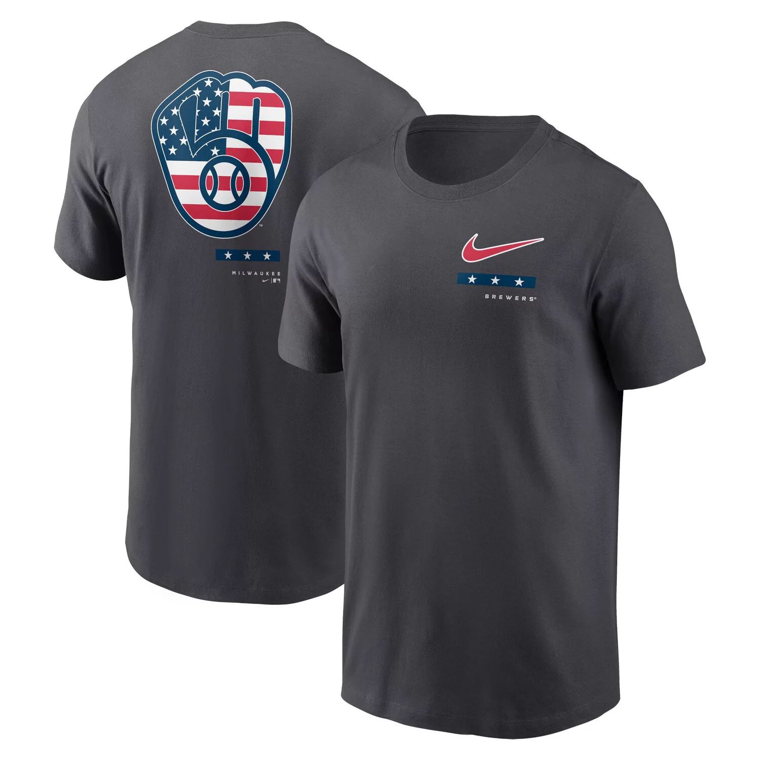 Мужская футболка Nike антрацитового цвета Milwaukee Brewers Americana