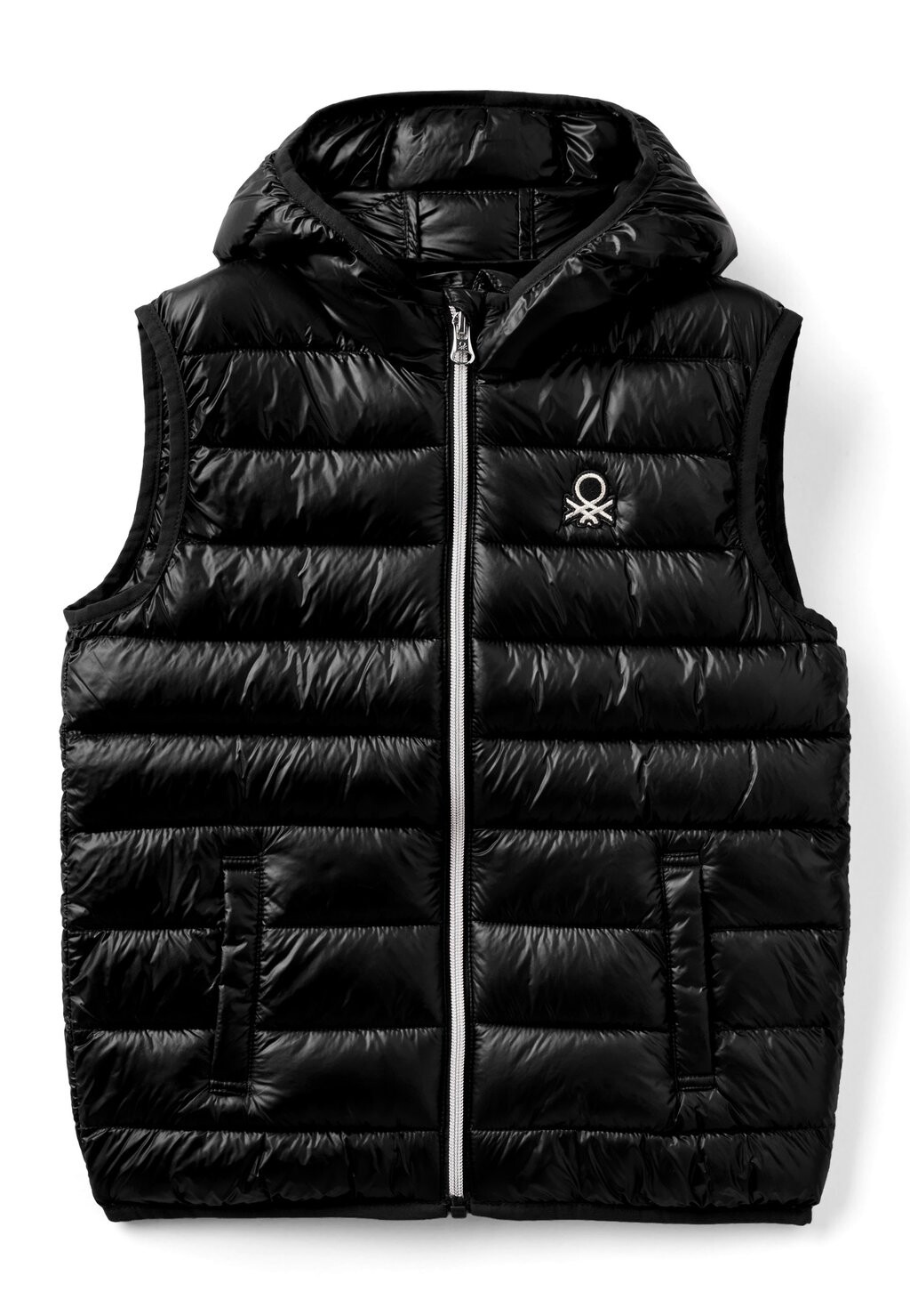 Жилет Padded With Hood United Colors of Benetton, черный жилет zara quilted with hood черный