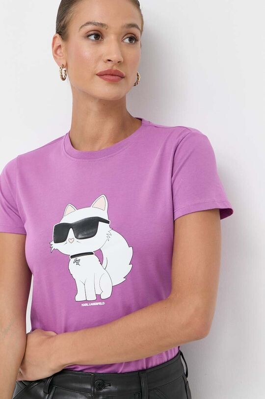 

Хлопковая футболка Karl Lagerfeld, розовый
