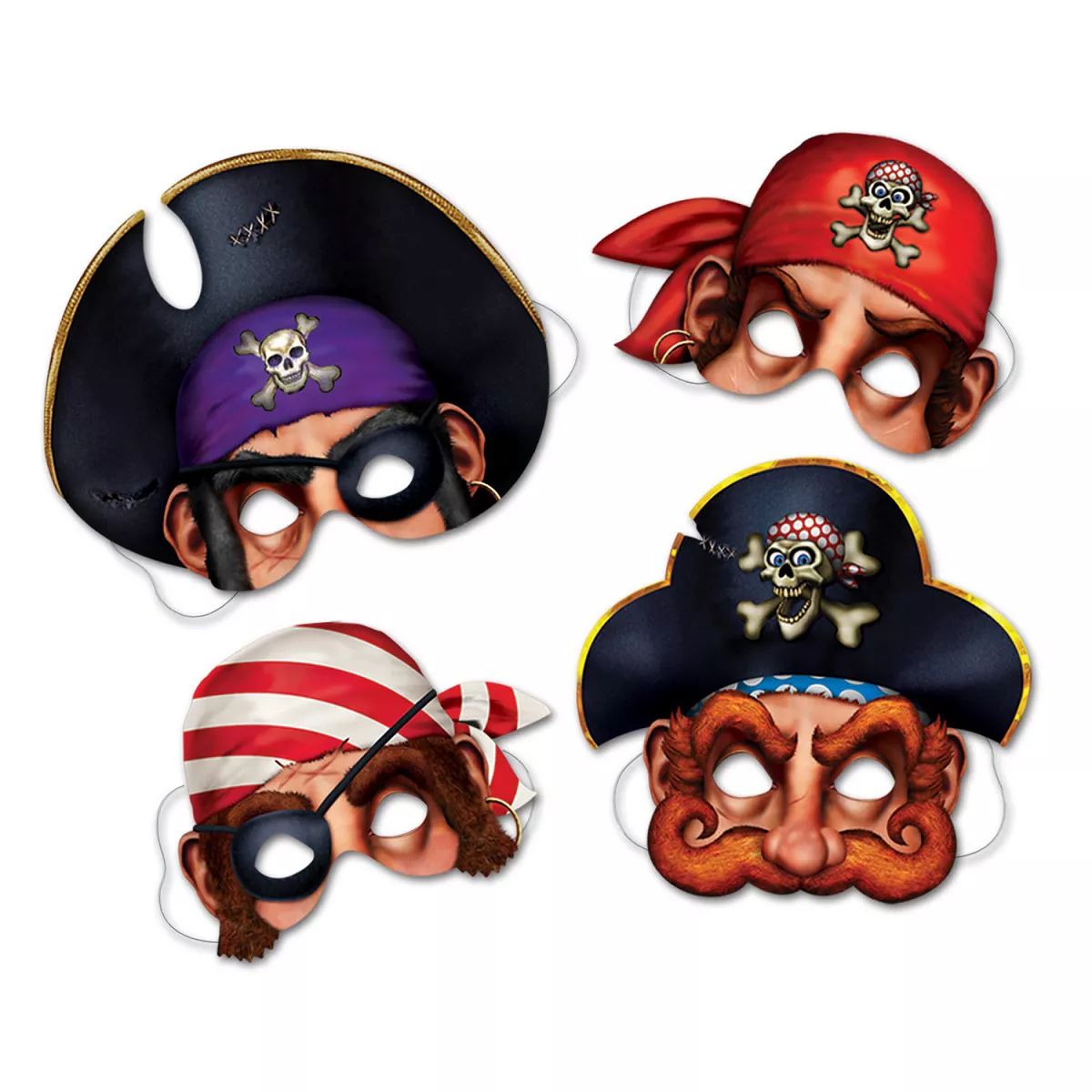 Клубный набор из 12 коричневых и фиолетовых пиратских масок Party Central