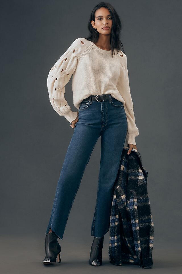 

Джинсы Rag&bone Casey расклешенные до щиколотки с высокой посадкой, синий