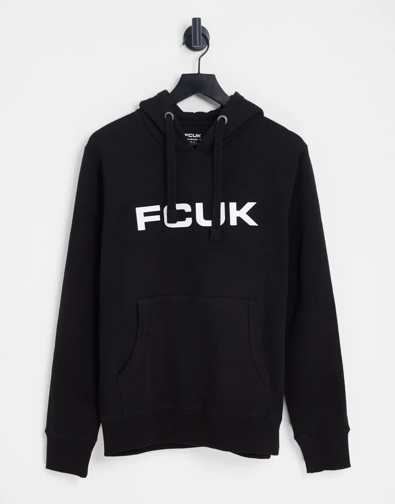Черный худи с большим логотипом FCUK French Connection
