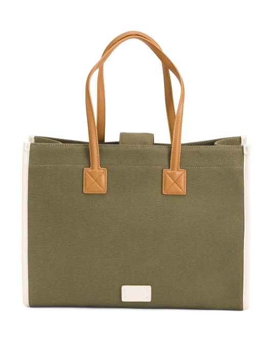 

Холщовая сумка-тоут Saly с контрастной отделкой Vince Camuto, цвет Forest