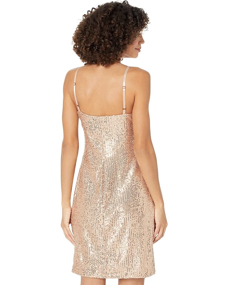 Платье MARINA Sequin Slip Dress, розовое золото платье marina sequin halter dress