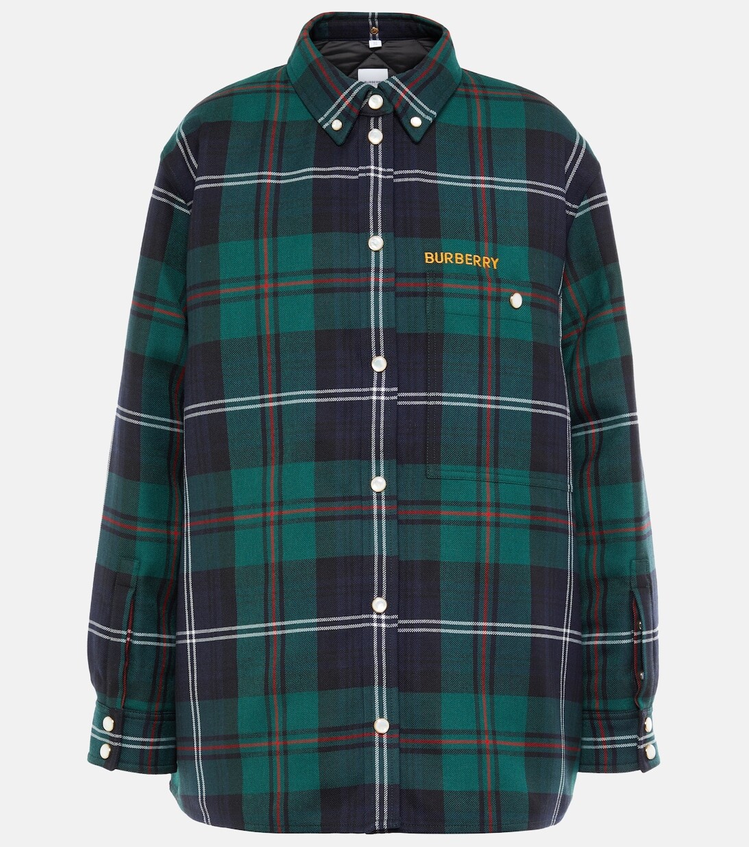 

Жакет-рубашка из шерсти в клетку BURBERRY, зеленый