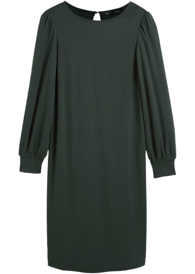 Платье punto di roma с объемными рукавами Bpc Bonprix Collection, зеленый