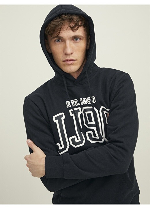 

Черная мужская толстовка с воротником с капюшоном Jack & Jones