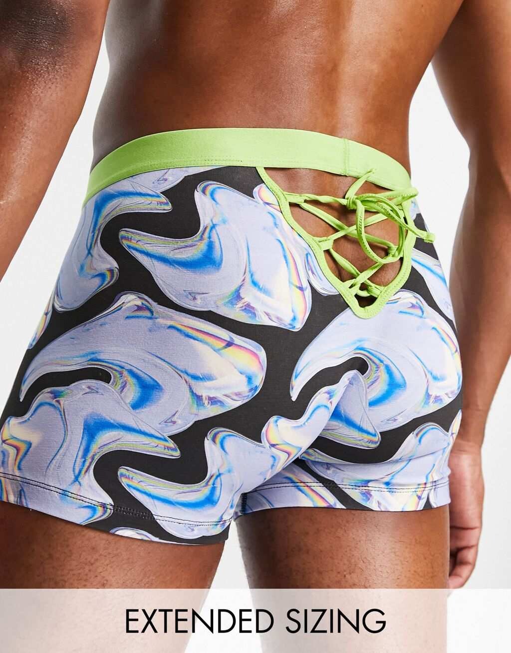

Зеленые плавки с принтом и шнуровкой ASOS DESIGN