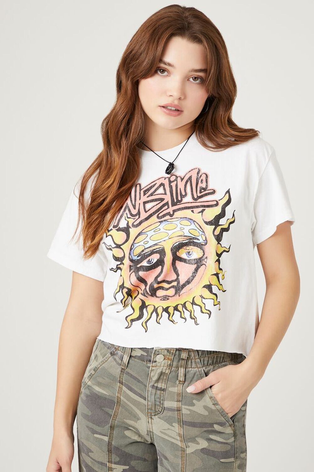 

Укороченная футболка Sublime с рисунком Forever 21, белый