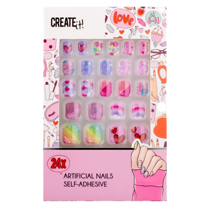 Накладные ногти Uñas Postizas Adhesivas Create It!, Set 24 productos