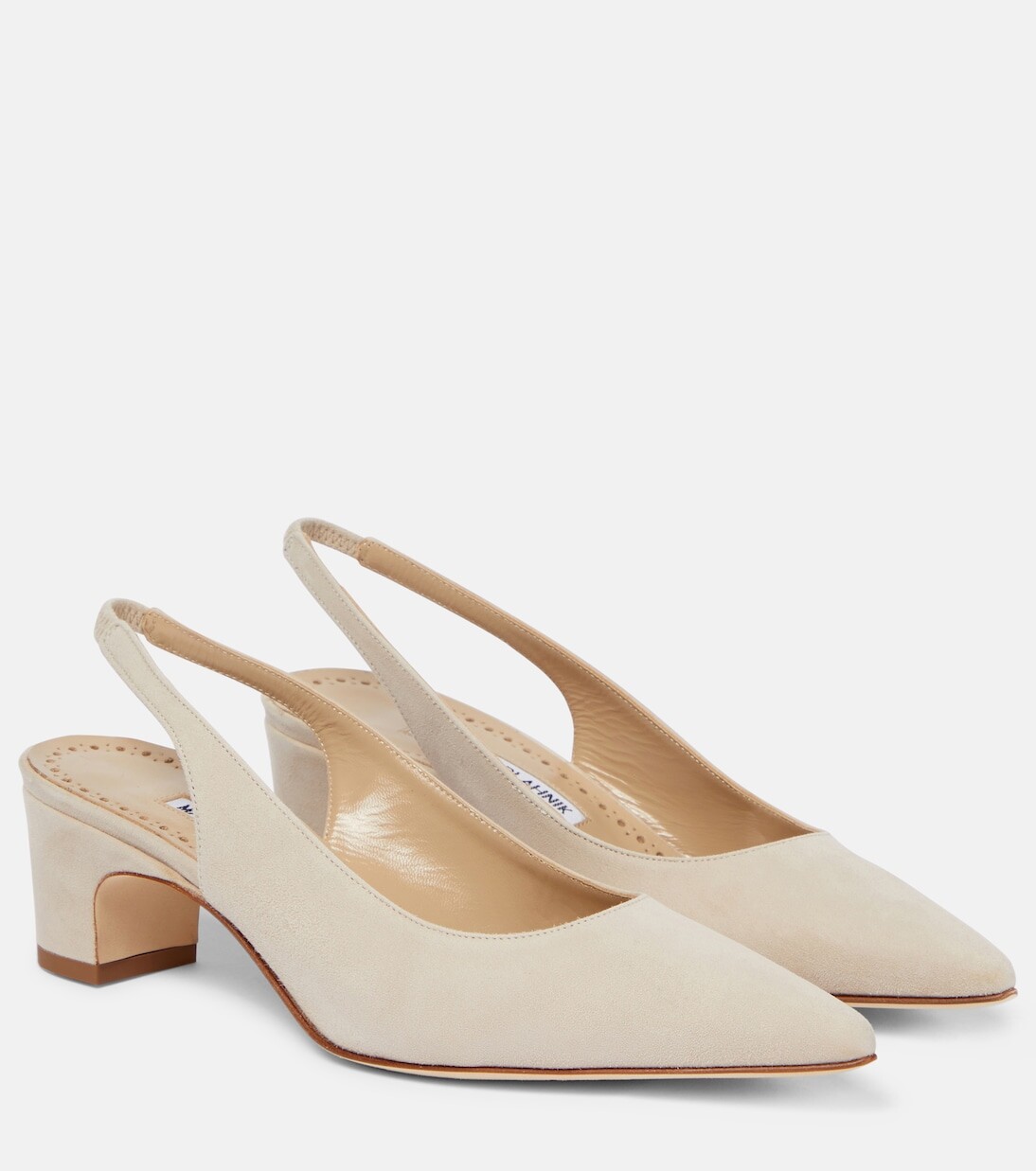 

Замшевые туфли с пяткой на пятке Manolo Blahnik, коричневый