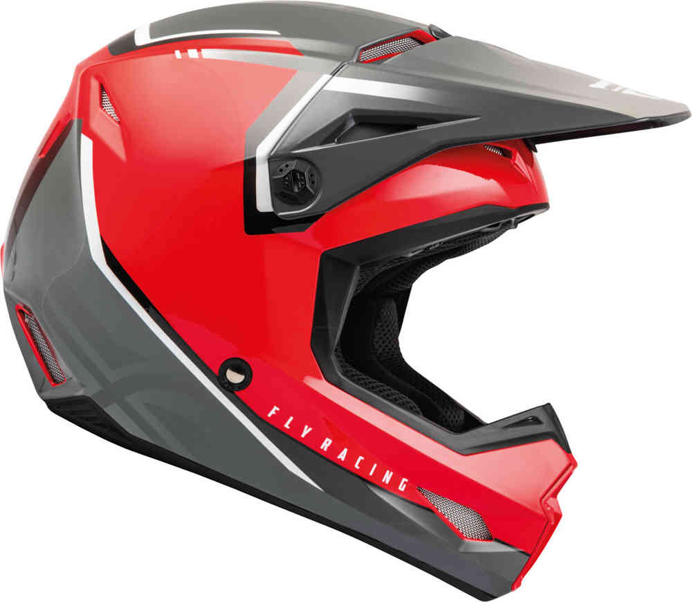 Молодежный шлем для мотокросса Fly Racing Kinetic Vision FLY Racing, серый/красный