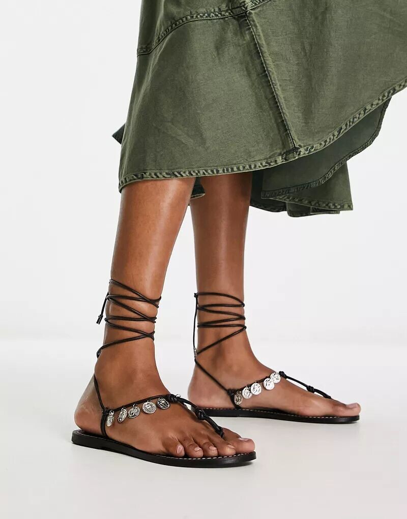 

Черные кожаные сандалии с монетами ASOS Fernando