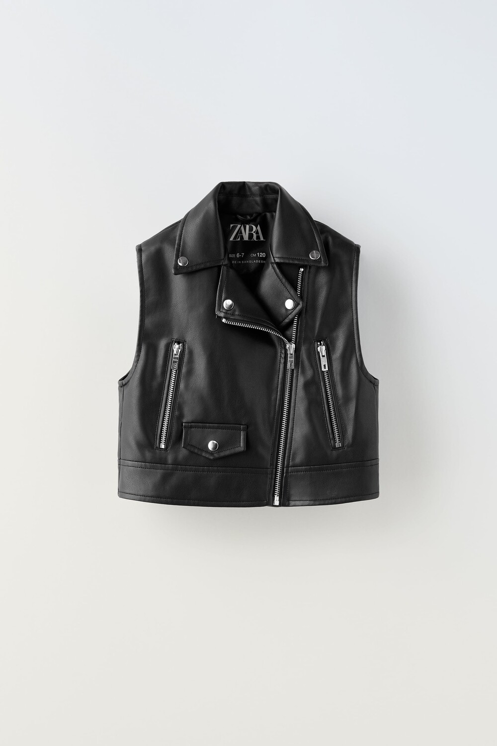 

Байкерский жилет с эффектом кожи Zara, черный
