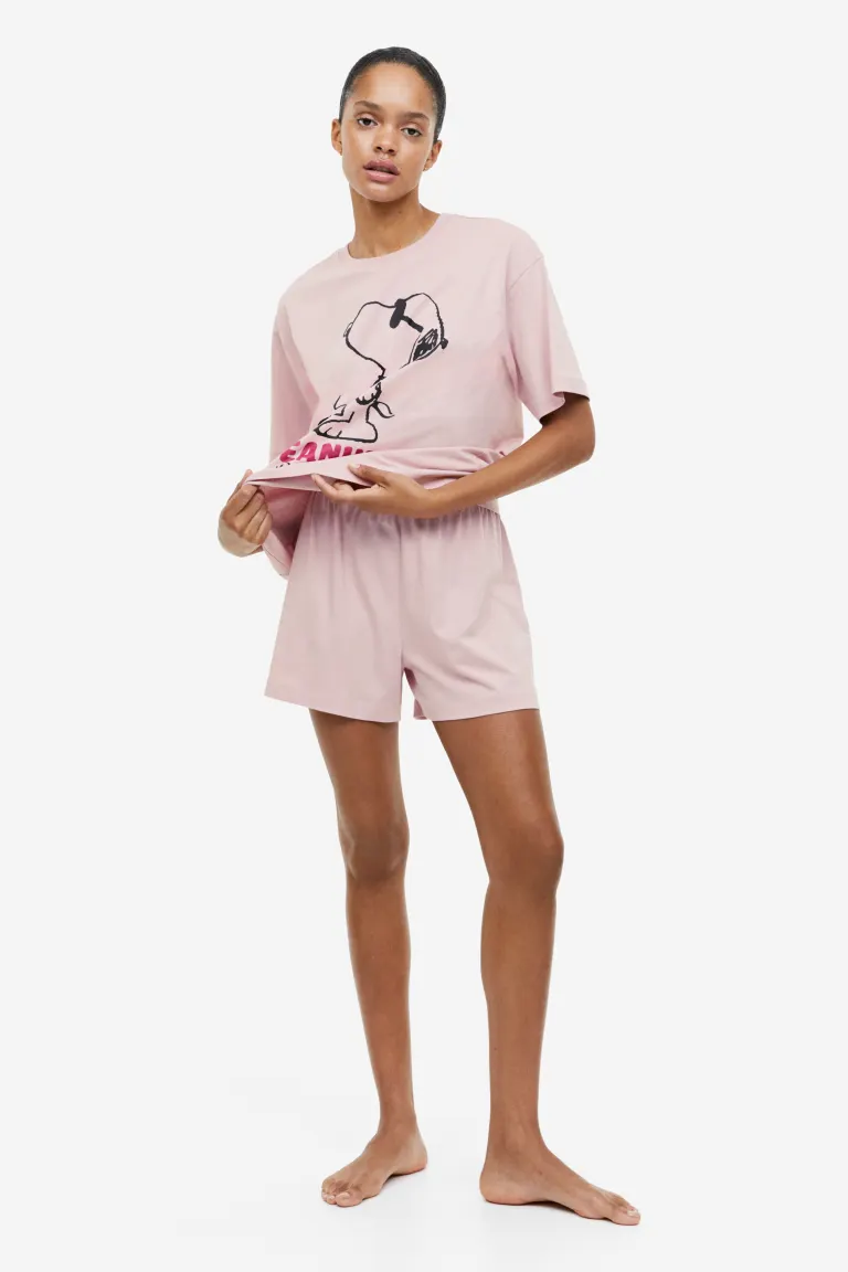 

Пижама из хлопкового джерси H&M, розовый