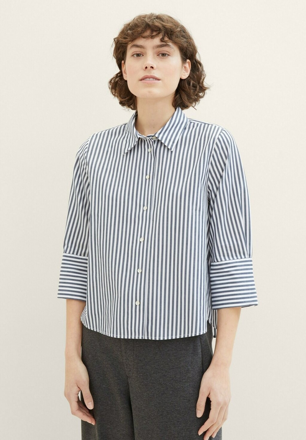 

Блузка-рубашка TOM TAILOR, цвет navy white vertical stripe