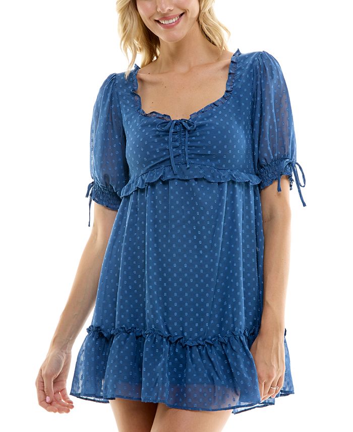 Шифоновое платье трапециевидной формы с клипсами в горошек для юниоров B Darlin, синий