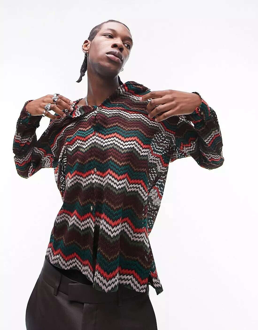 

Разноцветная рубашка Topman крючком Revere