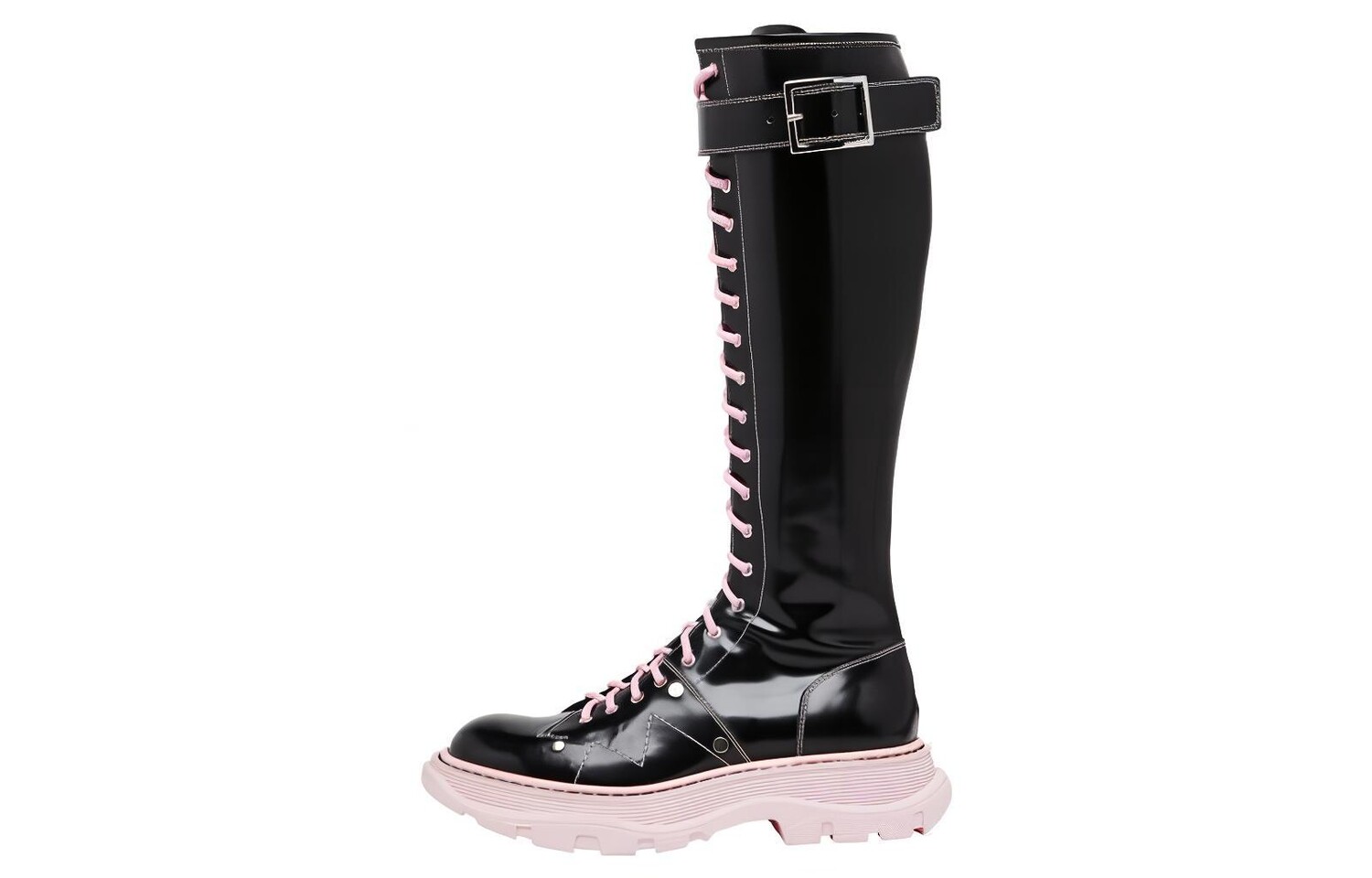 

Сапоги женские Tread выше колена, черные/пудровые Alexander Mcqueen