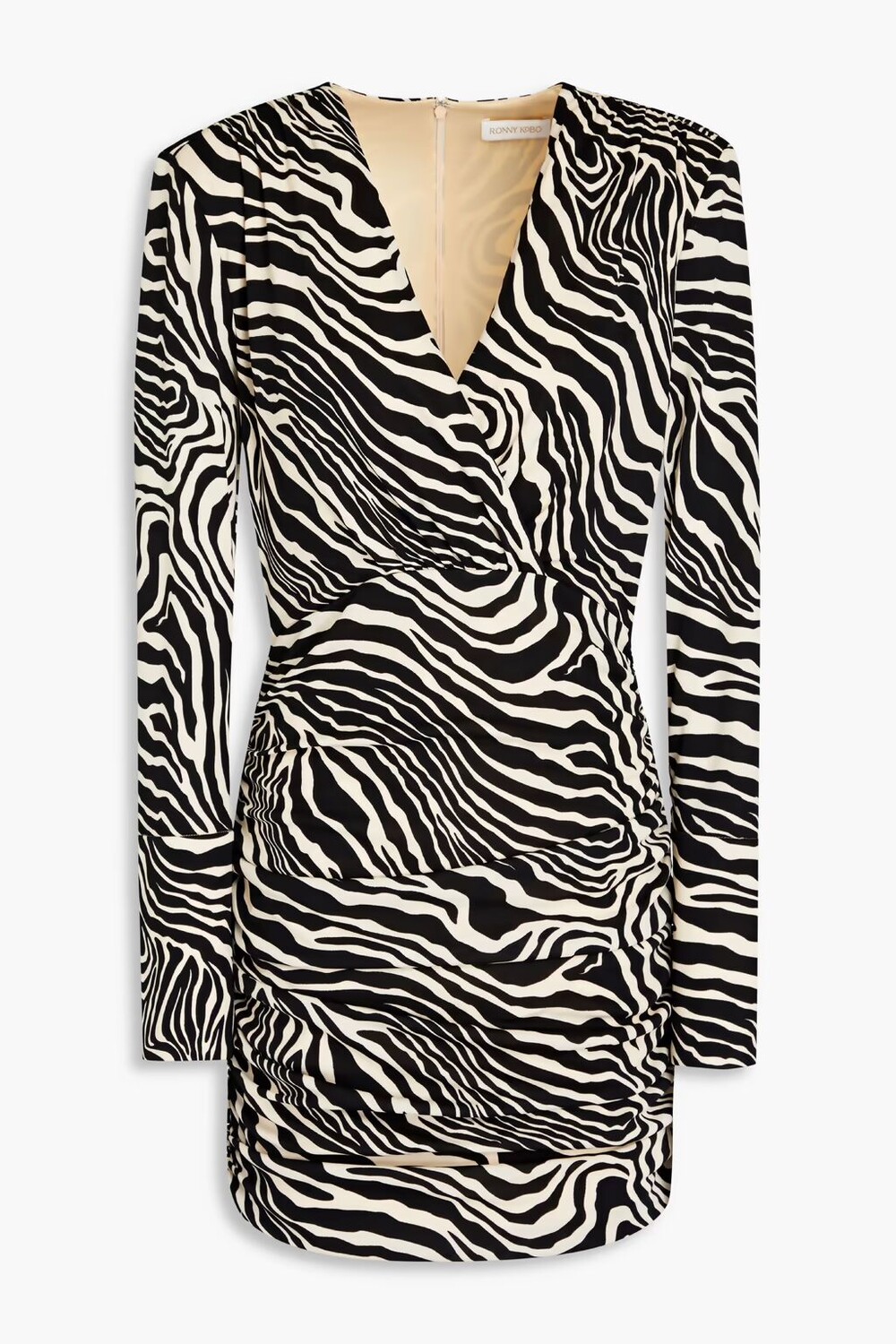 

Платье мини из джерси с запахом и зебровым принтом Mariana Ronny Kobo, цвет Animal print