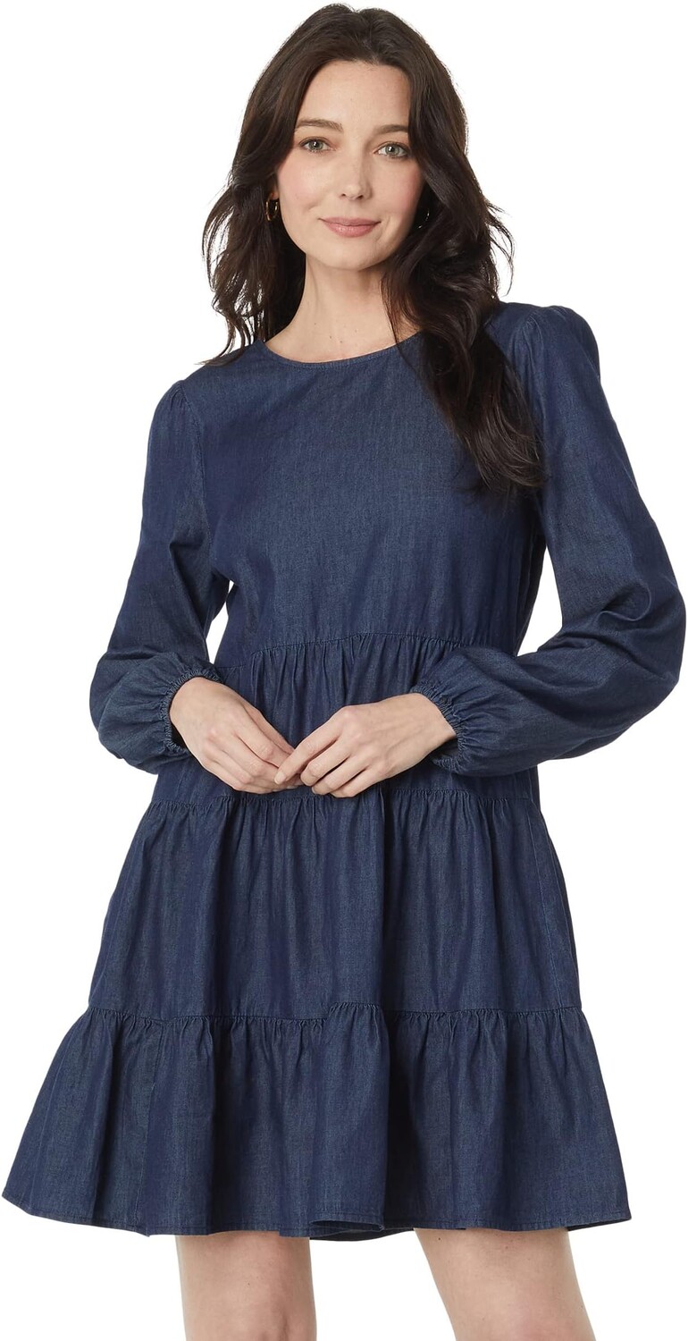 

Платье Babydoll из шамбре с длинными рукавами Draper James, цвет Dark Wash