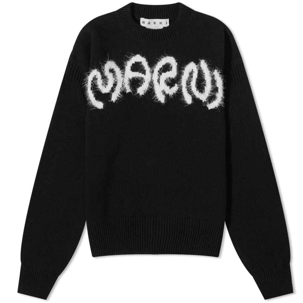 

Круглый трикотаж с логотипом Marni, интарсия, черный