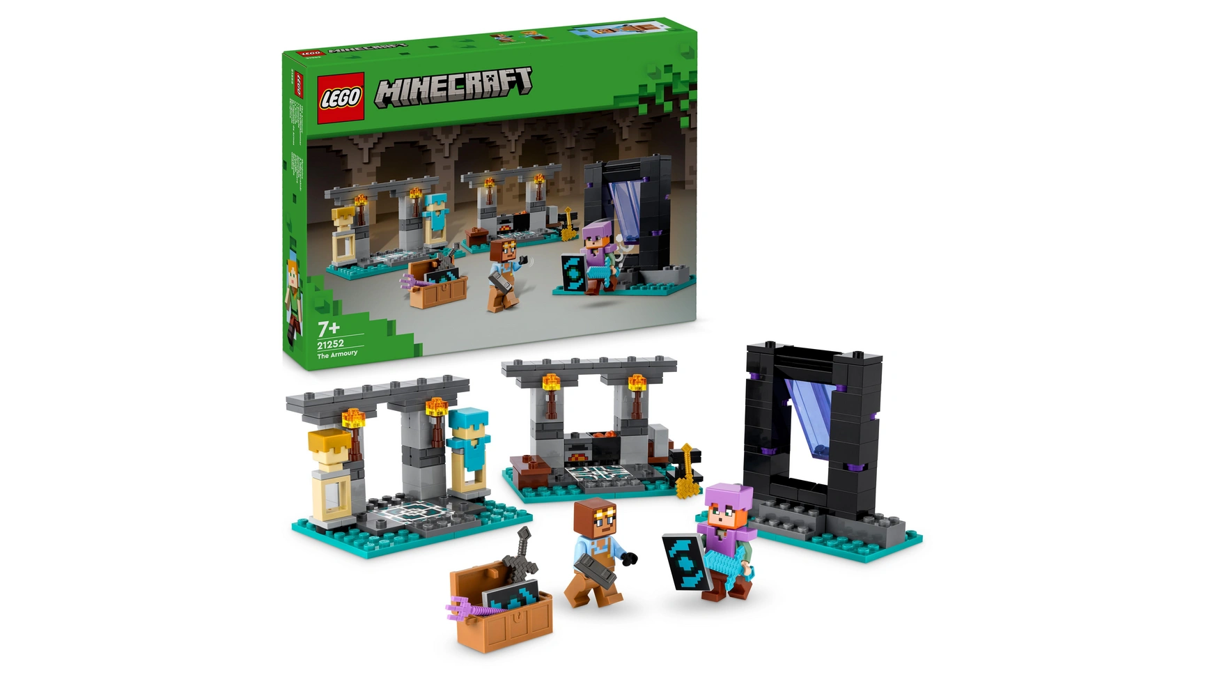 Lego Minecraft Оружейная, набор с игрушечным оружием и фигуркой lego minecraft the crafting box 40 башни 2 в 1 на реке и кошачий домик