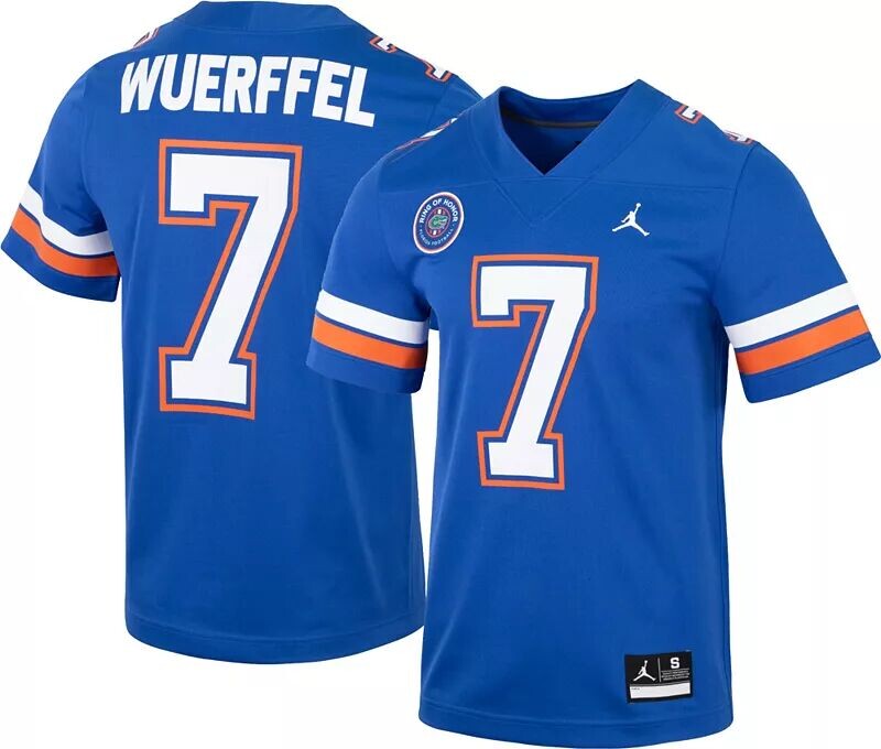 

Мужская футбольная футболка Jordan Florida Gators Danny Wuerffel # 11, синяя реплика Ring Of Honor