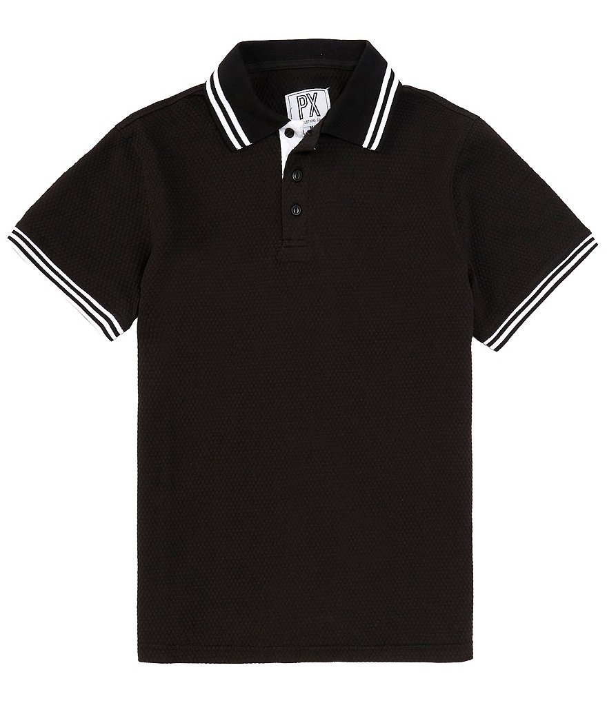 PX Clothing Рубашка-поло с короткими рукавами в полоску и воротником-стойкой, черный межкомнатные двери profilo porte серия px черная кромка px 18 черная кромка с 4 х ст дуб пацифик черный мателак