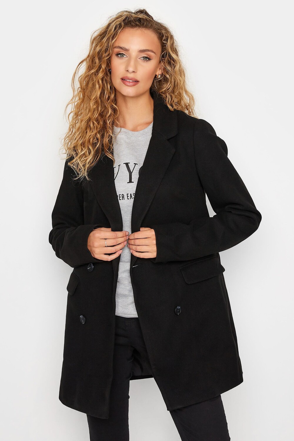 

Мягкий двубортный пиджак Long Tall Sally, черный