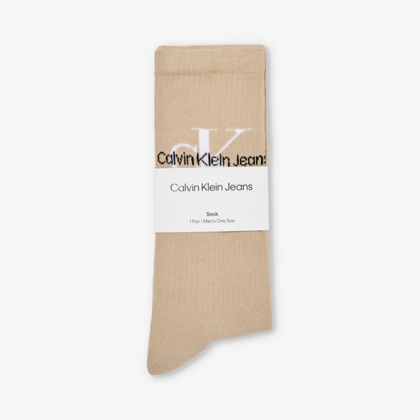 Фирменные носки средней длины из смесового хлопка Calvin Klein, коричневый
