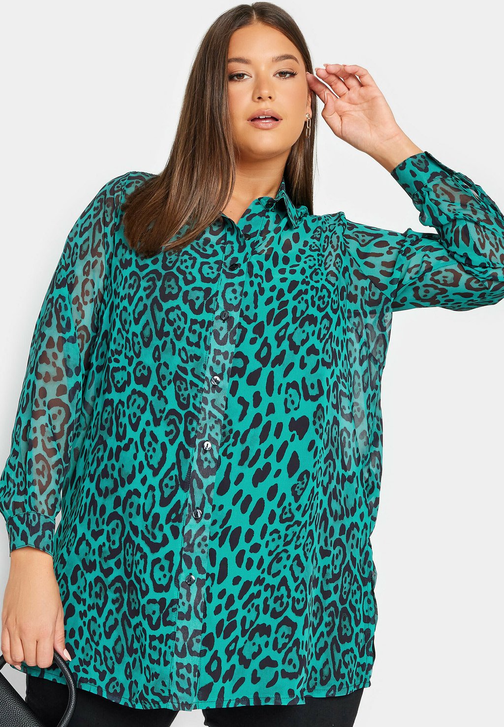 Рубашка Leopard Boyfriend Yours Clothing, зеленый