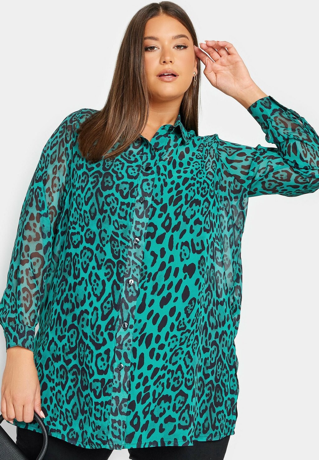 

Рубашка Leopard Boyfriend Yours Clothing, зеленый
